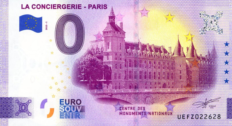 75001 La Conciergerie, 2023, Billet Euro Souvenir