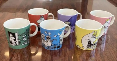 Arabian Moomin mug cup old logo set of 6 with leaflet USED