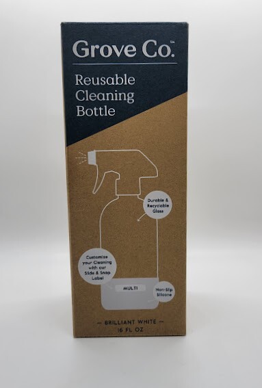 Grove Co 16oz Glass Spray Bottle Brilliant White Silicone Sleeve w/Spray Nozzle