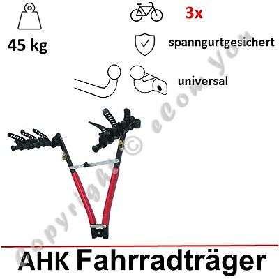 Fahrradträger Anhängerkupplung für 3 Fahrräder Fahrradheckträger Heckträger AHK