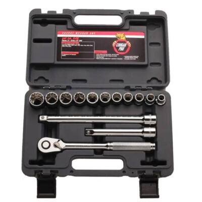 Cougar Pro A46 14 Pc 12 Pt Socket Set, 1/2 in. Drive