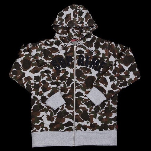 Pre-owned Supreme Fw12  Arc Logo Thermal Zip Up Hooded Sweatshirt Hoodie Camo Size M 2012 In Gray