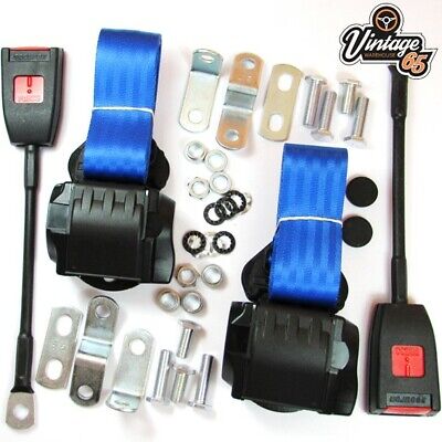 Classic Mini Front Pair Fully Automatic Inertia Blue Seat Belt Kits E Approved