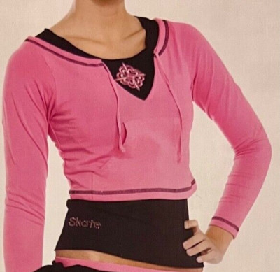 GK  SKATE  GRAPHIC WOMENS MED 2-LAYER PINK/BLACK COTTON LGSLV T-SHIRT CASUAL M