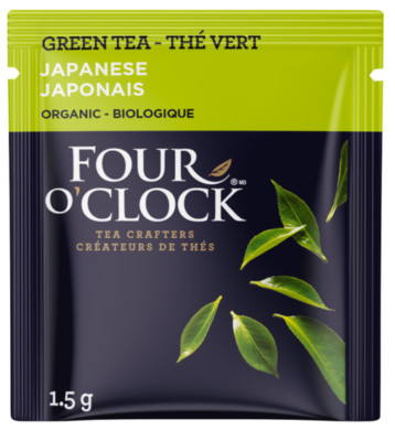 Four O'clock , 80 Bags Count of Green Tea Organic Japanese Individually Wrapped