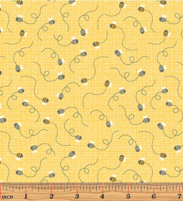 Bumble Bee Fabric Sunny Bees Yellow Playhouse Pals Cotton Benartex By The Yard