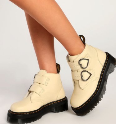 Cream dr deals martens boots