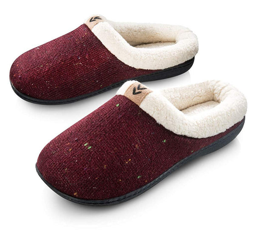 Roxoni Women's Sweater Knit Fleece Lined Clog Slippers Warm House Shoe