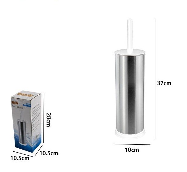 PortaScopino Porta Scopino Bagno Wc Toilette Metallo con Scopino Bianco dfh