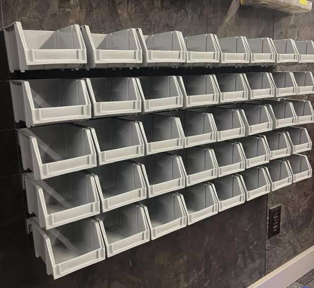 20 Bins Rail Mount Stackable Parts Storage Organizer Shop Bins Screws Nuts Bolts