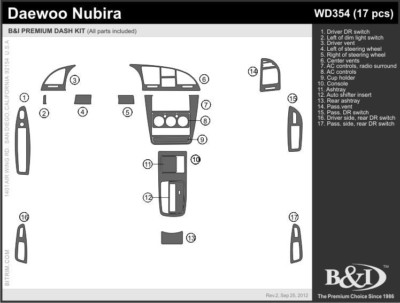 Dash Trim Kit for DAEWOO NUBIRA 00 01 02 carbon fiber wood aluminum