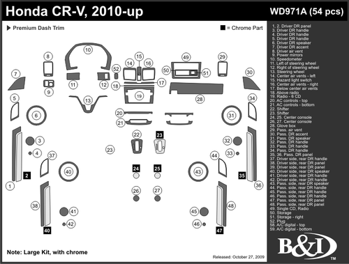HONDA CR-V 2010 2011 DASH TRIM KIT a