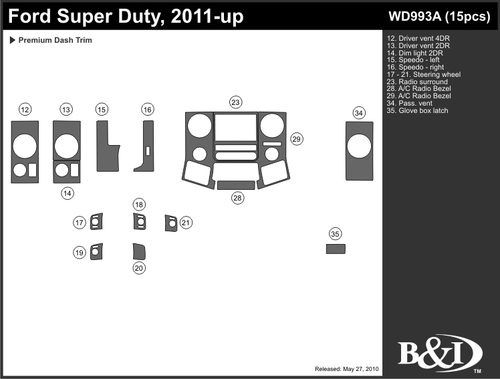 FORD F-450 2011 DASH TRIM KIT a