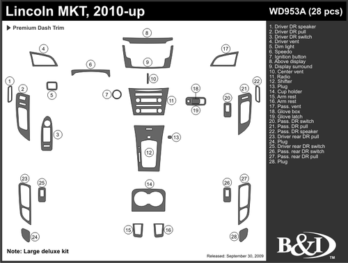 LINCOLN MKT 2010 2011 DASH TRIM KIT a