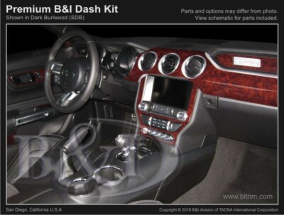 Dash Trim Kit for FORD MUSTANG 15 16 17 carbon fiber wood aluminum