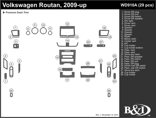 VOLKSWAGEN ROUTAN 2009 2010 2011 DASH TRIM KIT a