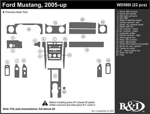 FORD MUSTANG 2005 2006 2007 2008 2009 DASH TRIM KIT i