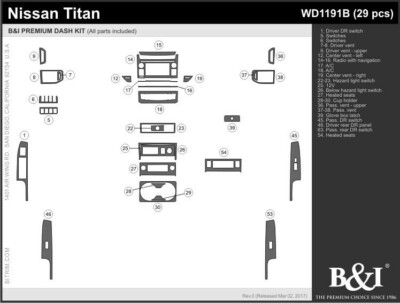 Dash Trim Kit for NISSAN TITAN 16 17 carbon fiber wood aluminum