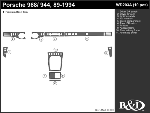 PORSCHE 944 1989 1990 1991 1992 1993 1994 DASH TRIM a