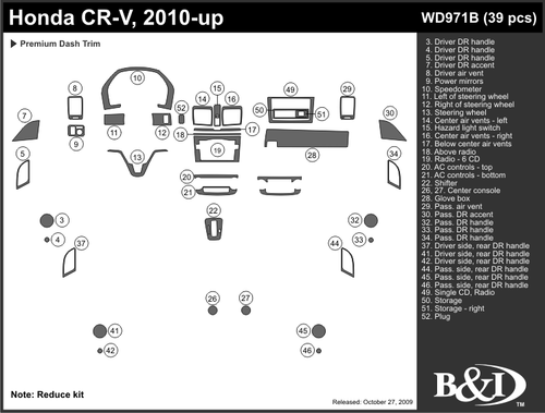HONDA CR-V 2010 2011 DASH TRIM KIT b