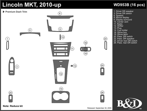 LINCOLN MKT 2010 2011 DASH TRIM KIT b
