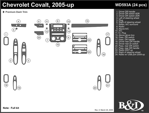 PONTIAC G5 2007 2008 2009 2010 2011 DASH TRIM KIT a