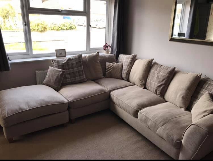 Corner sofa with foot poof in Prestbury, Gloucestershire Gumtree