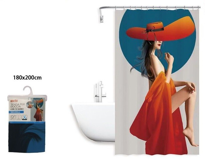 Tenda Doccia AntiMuffa Impermeabile 180x200cm Con Anelli Bagno Donna Sexy dfh