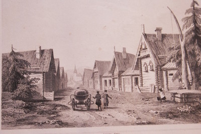 RUSSIE VILLAGE RUSSE  GRAVURE SUR ACIER 1838 РОССИЯ PRINT
