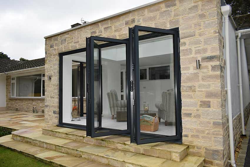 Stunning 4m Anthracite Grey Smart Aluminium Bifold doors! in