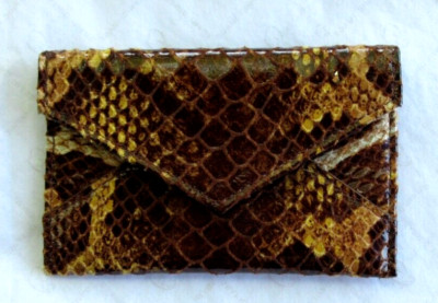 Graphic Image Mini  Envelope 3x4 Leather Card Holder Python Brown