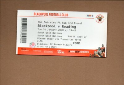 Used Ticket - Blackpool v Reading FAC 14.1.2020