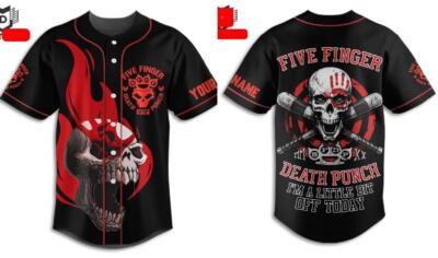 Five Finger Death Punch Little Bit Off Baseball Jersey Great band hot hot shirt
