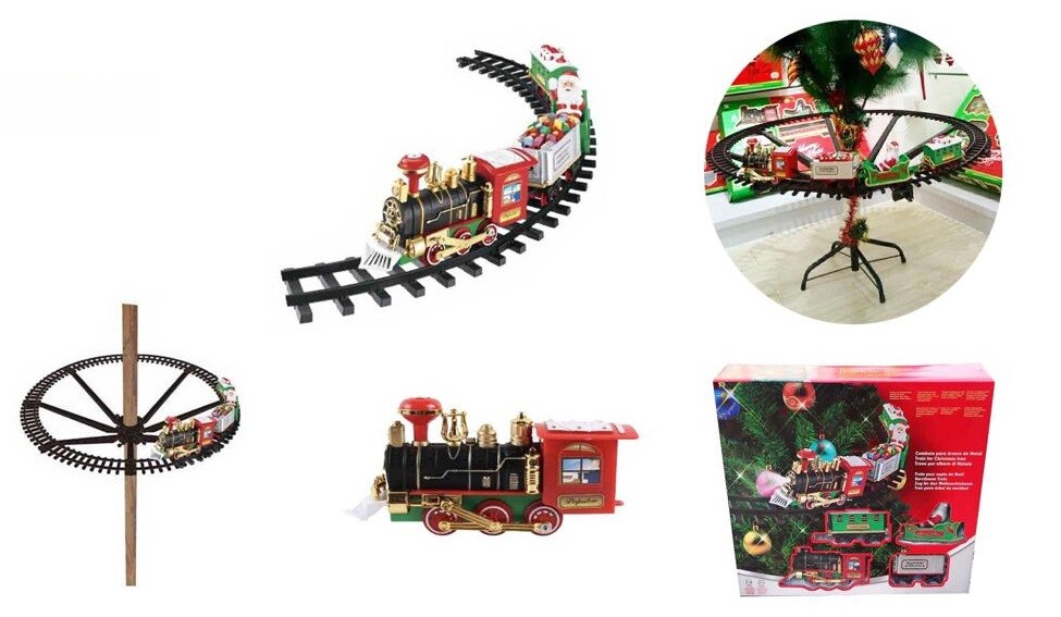 Trenino Natalizio Con Supporto Per Centro Albero Treno Elettrico Con Luci cir