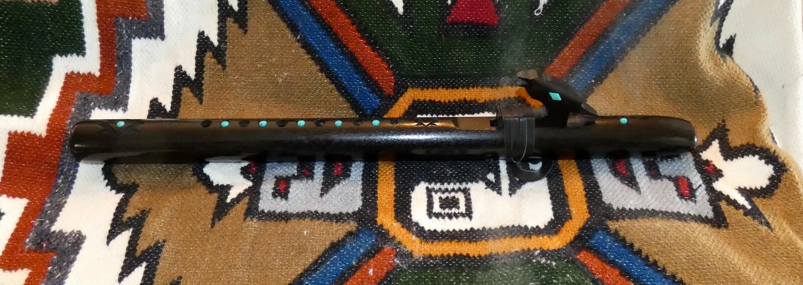 High Spirits Native American Style Crow Flute Am Ebonized Walnut w/Turquoise