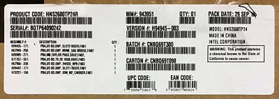 Intel HNS2600TP24R DDR4-1600/1866/2133/2400 Cloud/Datacenter Compute Module NEW
