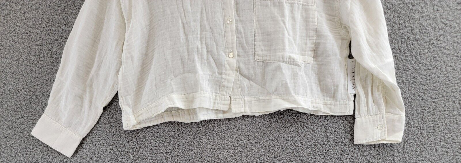 Velvet by Graham & Spencer Lana Shirt Women's XS Ecru Cream Front Button L/S - Picture 4 of 21