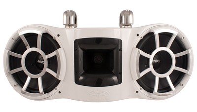 Wet Sounds REV 410 Swivel Clamp Tower Speakers w/ Wet Sounds Suitz Covers -WHITE