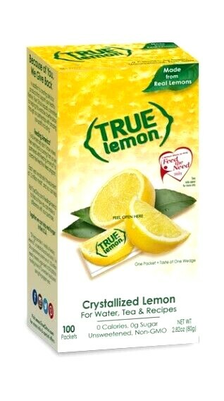 True Lemon Crystallized Lemon Packets Real Lemon Sugar Free 