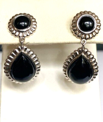925 STERLING SILVER AND ONYX DANGLE EARRINGS