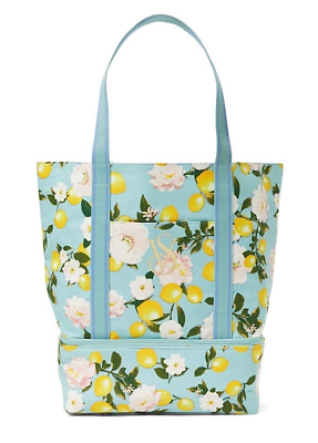 VICTORIA S SECRET BLUE LEMONS SWIM COOLER TOTE BEACH BAG LUNCH
