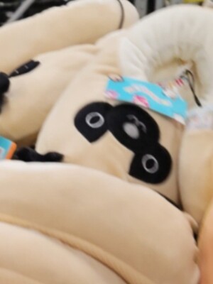Squishmallows Pug Puppy Dog Plush Slippers Cute Casual Warm Kids 4/5 Youth
