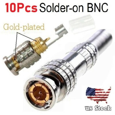 10x Solder-on type BNC Connector with spring and pure copper + gold plated core