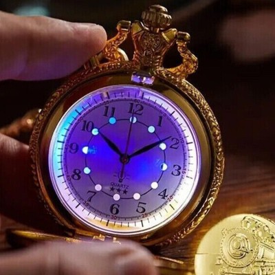 Golden Train Fashion Creative Luminous Pocket Watch Holiday Gift Men Women New