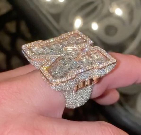 Pre-owned Online0369 3.88ct Cubic Zirconia Custom Any 3d Initial Letter Fully Filled Ring Silver In White