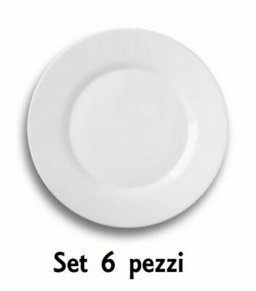 Set Servizio 6 Pezzi Piatto Piatti Piano Bianco 24cm Bormioli Rocco Toledo sus