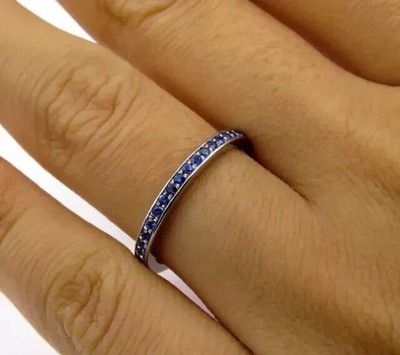 1.5Ct Round Lab-Created Sapphire Full Eternity Band Ring 14k White Gold Plated