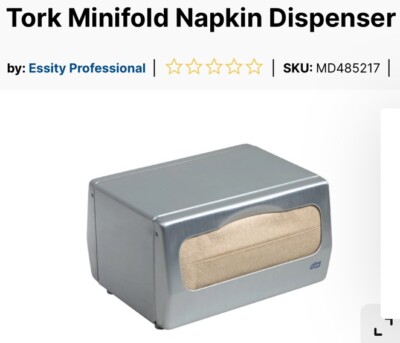 Tork Brushed Steel Tabletop Napkin Dispenser Minifold, Brushed Steel NEW