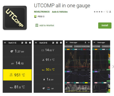DATA LOGGER for AFR, EGT, BOOST, OIL PRESSURE, TEMP etc. [UTCOMP-PRO Android]