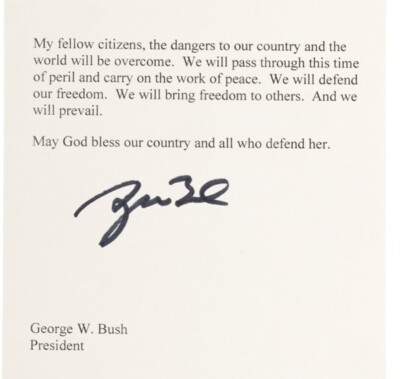 George W Bush Signed Souvenir Invading Iraq Speech COA 43 President USA